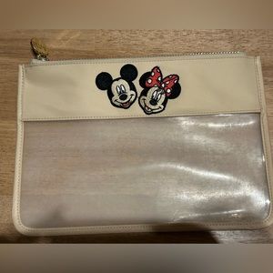 Stoney Clover Lane Sand Clear Flat Pouch Mickey Minnie Patches